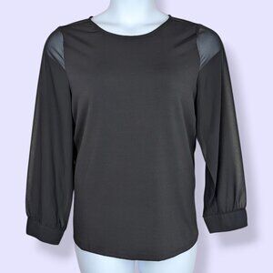 NWT Isaac Mizrahi NYC Black Sheer Sleeve Blouse